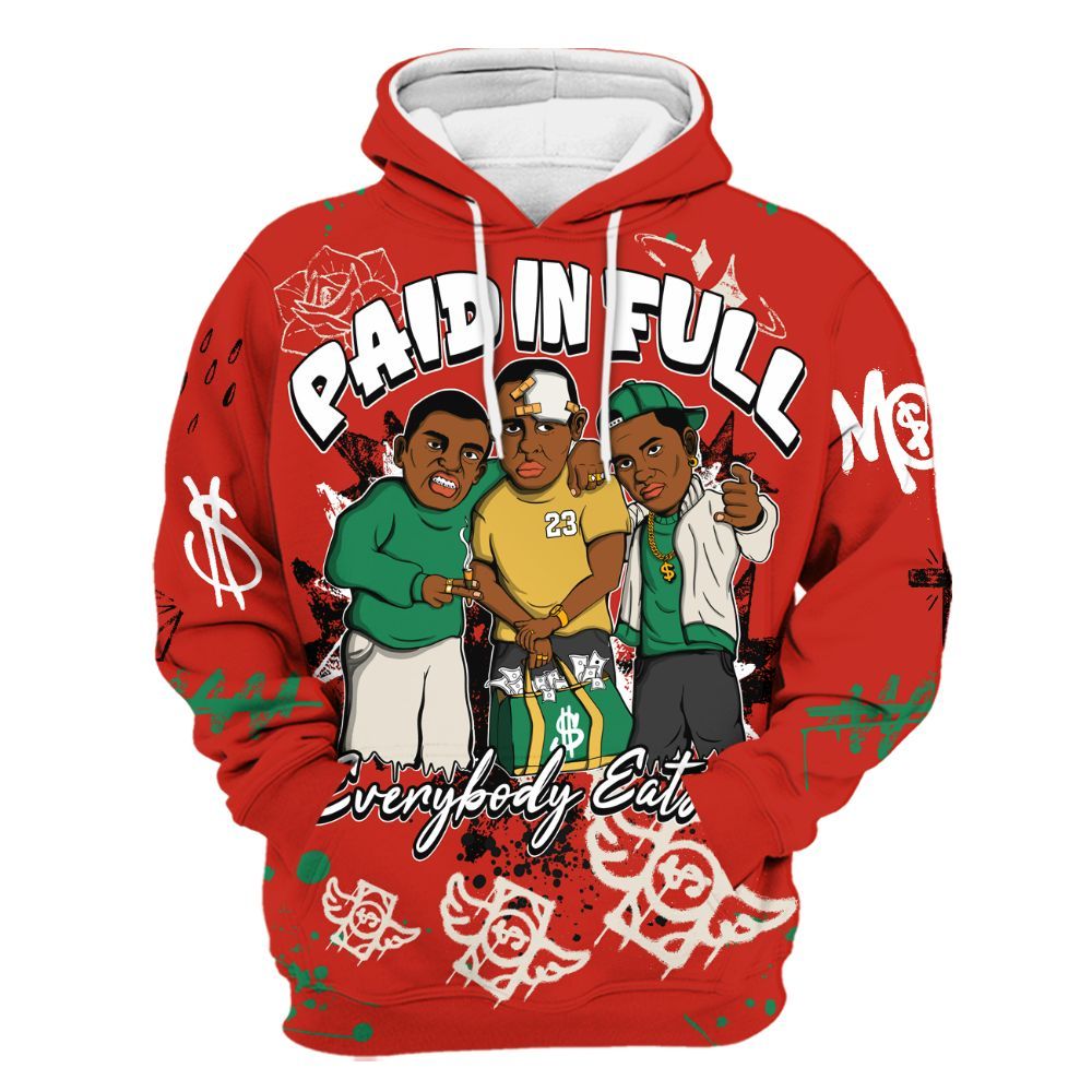 Hoodie To Match Retro El Vuelo 3s Shirt, Everybody Paid In Full Crayon All Over Print