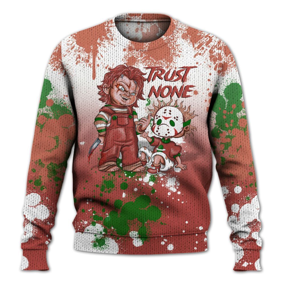 Knitted Sweater To Match Dune Red 13s - Trust No One Scary