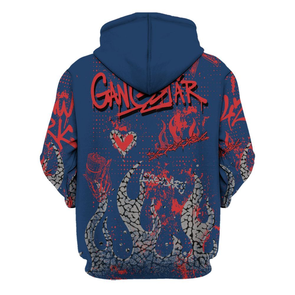 Hoodie To Match SP Sport Royal 3s - Lucky Money Paid In Full Graffiti All Over Print