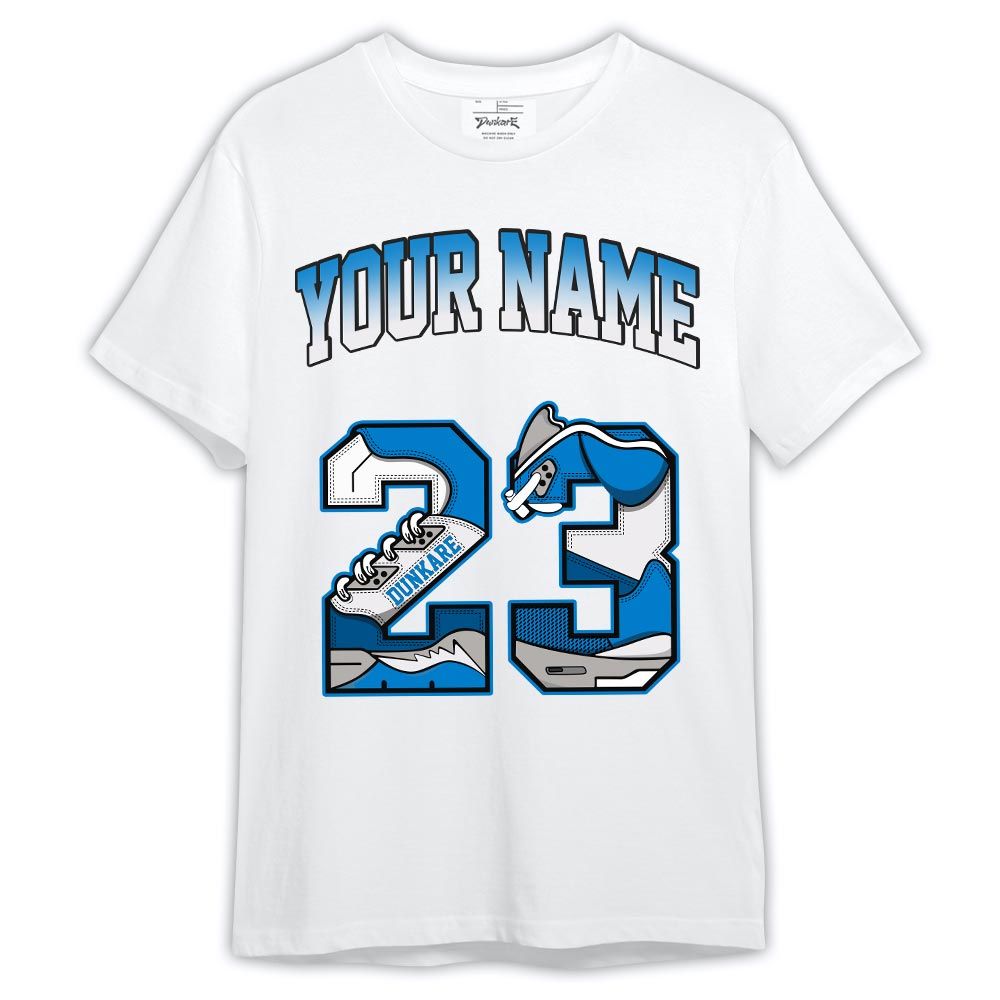 Dunkare Shirt Custom Name Number 23 5s, Military Blue 4s T-Shirt, To Match Sneaker Military Blue 4s Graphic Tee HDT