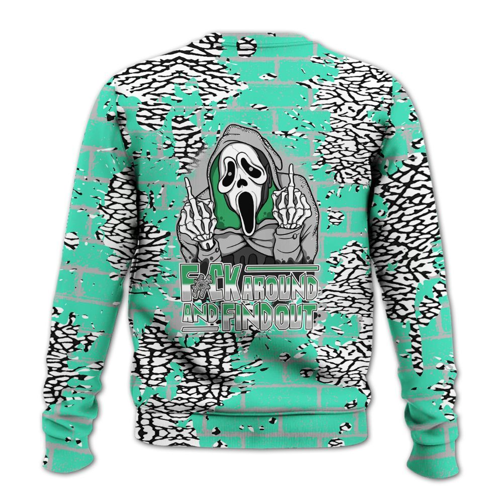 Sweatshirt To Match Black Green Glow 3s - F#CK And Find Out Graphic Halloween All Over Print