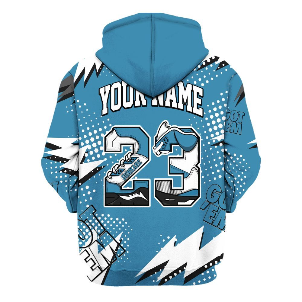 Hoodie To Match High OG UNC Reimagined 1s - Custom Name Number 23 5s All Over Print