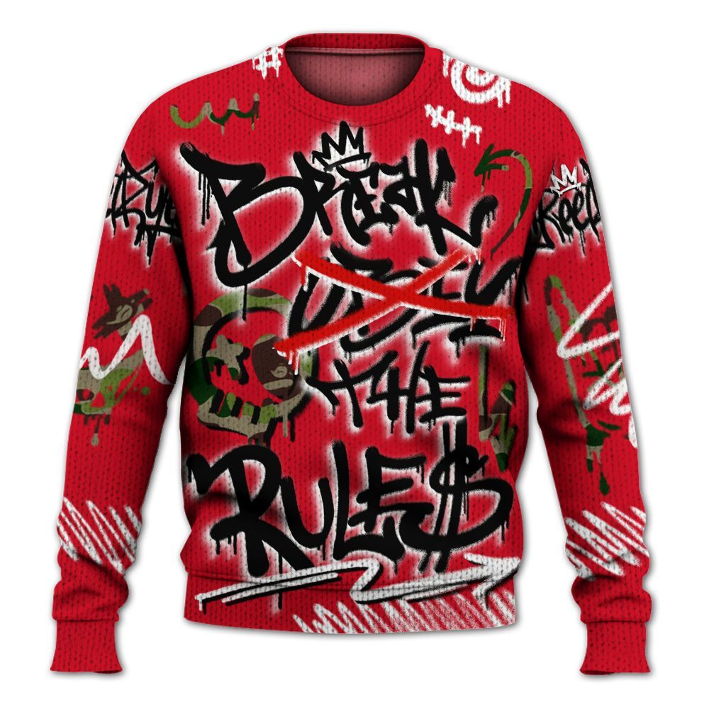 Knitted Sweater To Match Air Max 90 Duck Camo Red - Break Rules Streetwear