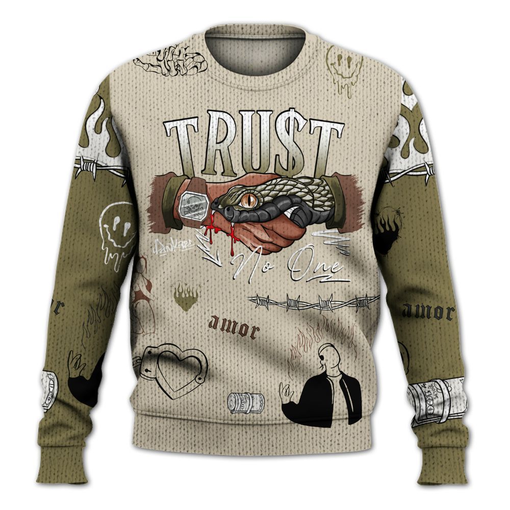 Sweater To Match Sail Neutral Olive 6s - Snake Trust No One Graphic