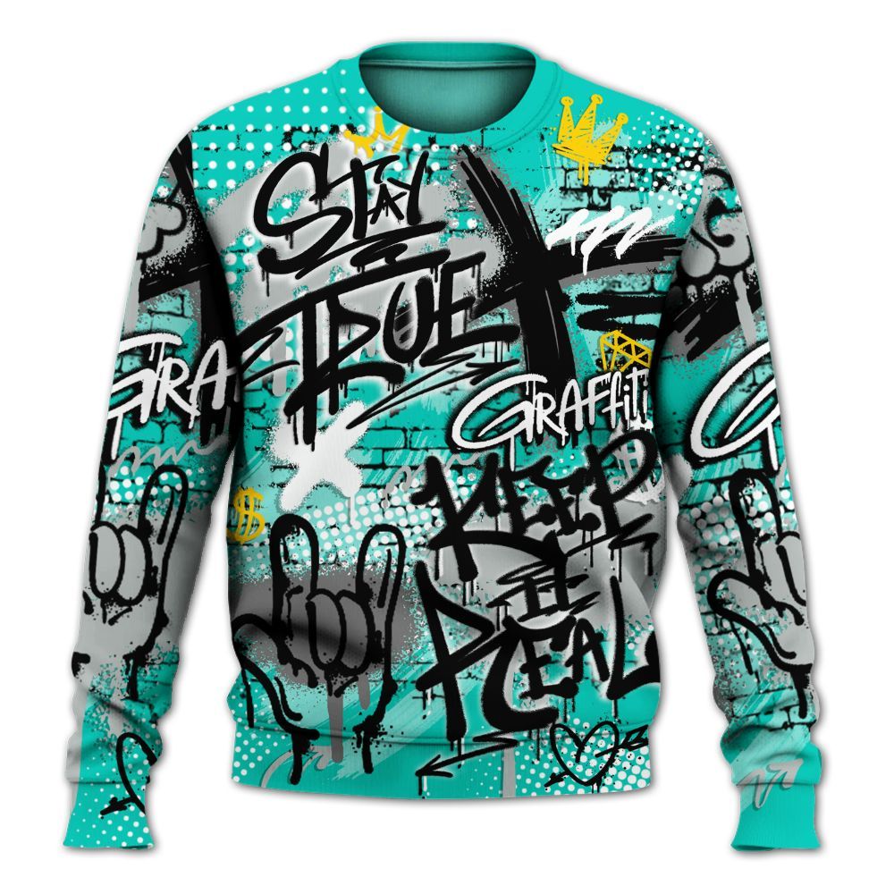 Sweatshirt To Match Air Max 95 Dark Tiffany - True It Real Graffiti Streetwear All Over Print