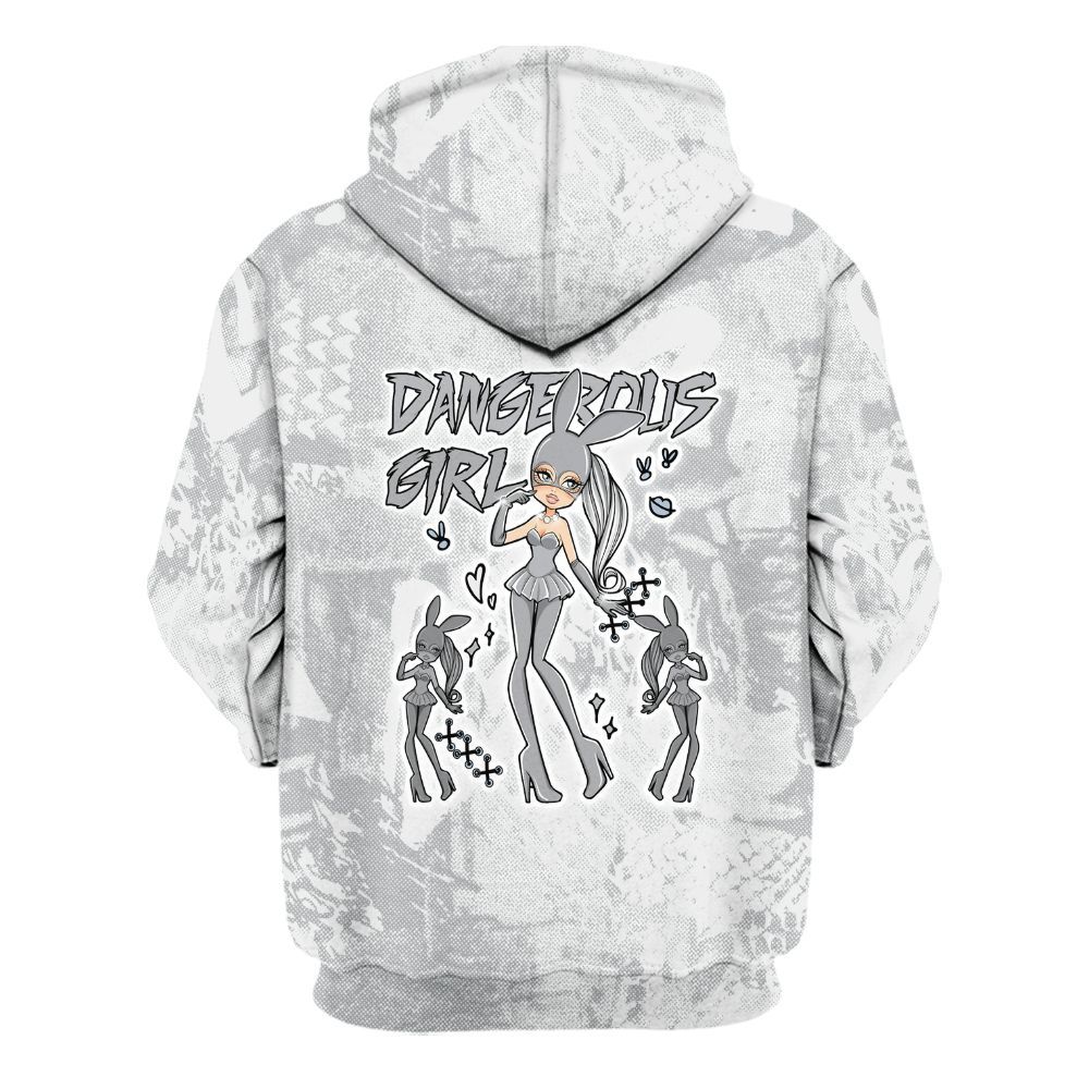 Hoodie To Match Low OG Wolf Grey 1s - Dangerous.Girl Heart Grunge All Over Print