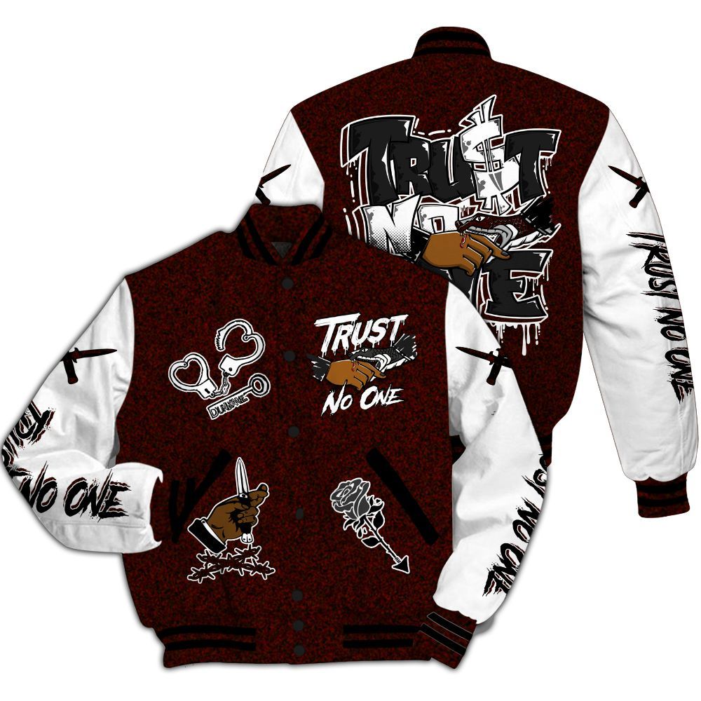 Varsity Jacket To Match Air Force 1 Low Halloween Skull 2024 - Trust No One Dripping All Over Print