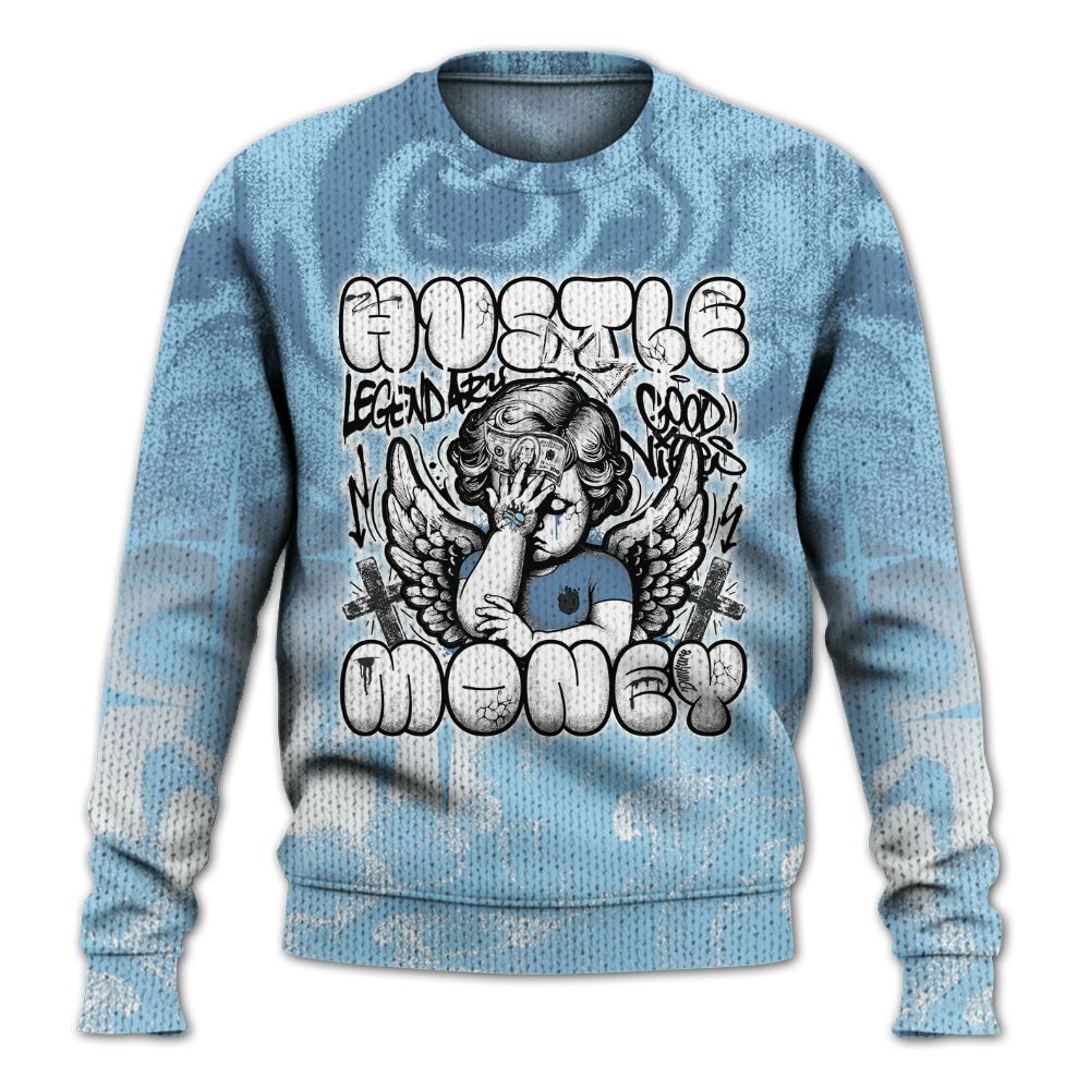 Sweater To Match Legend Blue 11s - Angel Hustle Money Graphic