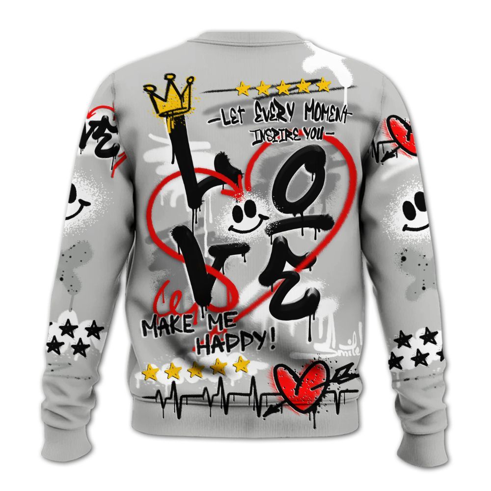 Sweatshirt To Match Retro White Oreo 4s - Happy Love Beats Graffiti Streetwear All Over Print