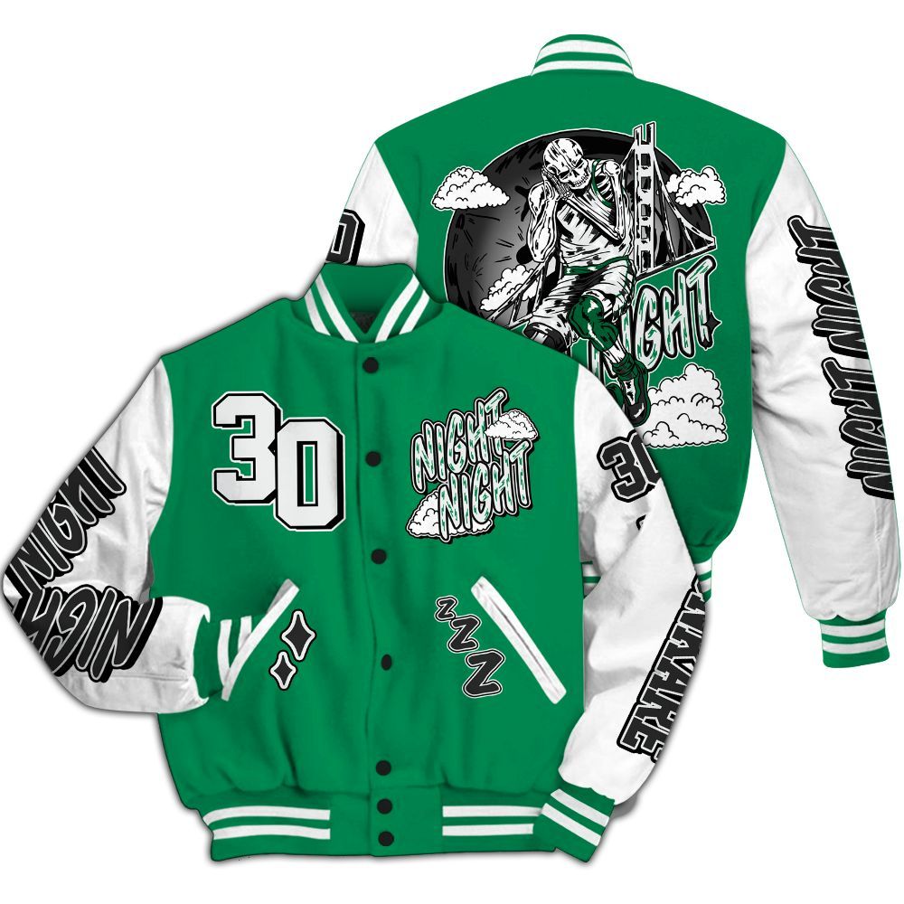 Varsity Jacket To Match Mid Lucky Green 1s - Seeya Skeleton All Over Print