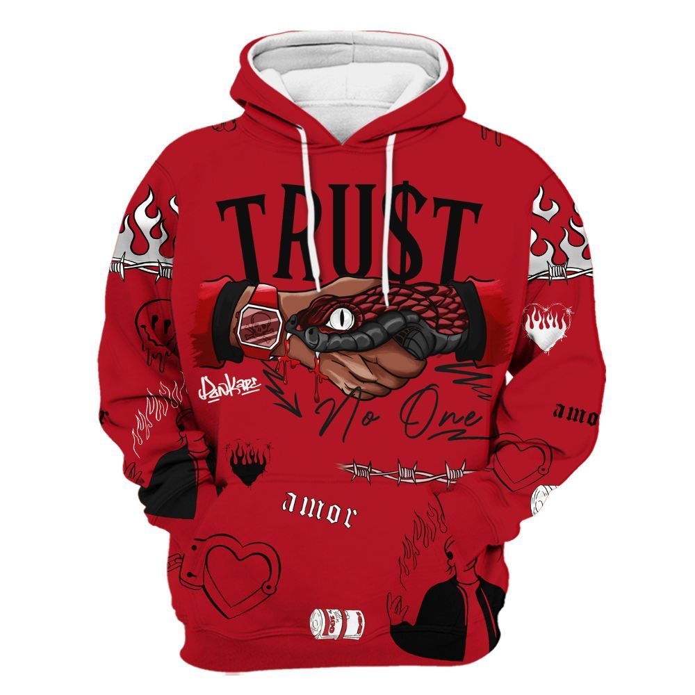 Hoodie To Match Bred Velvet 11s Varsity Jacket, Trust No One Streetwear All Over Print
