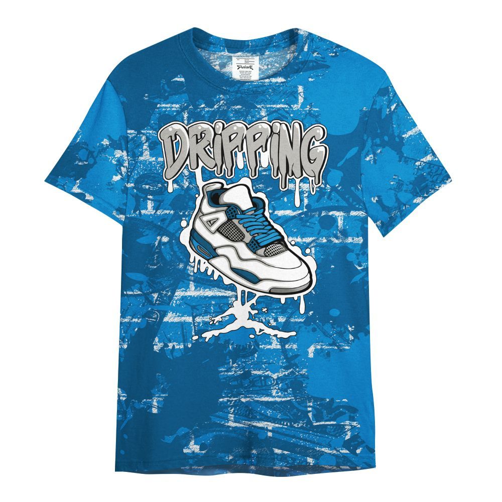 Shirt To Match Industrial Blue 4s - Dripping Shoe 4S Graphic Street Art All Over Print
