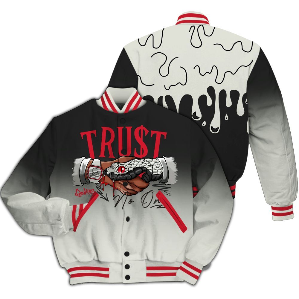 Varsity Jacket To Match Flight Club 4s - Trust No One Drip All Over Print
