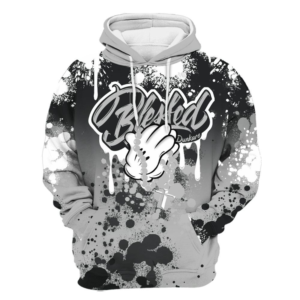 Hoodie To Match Low 85 Metallic Black 1s - God Blessed Ink Drip All Over Print