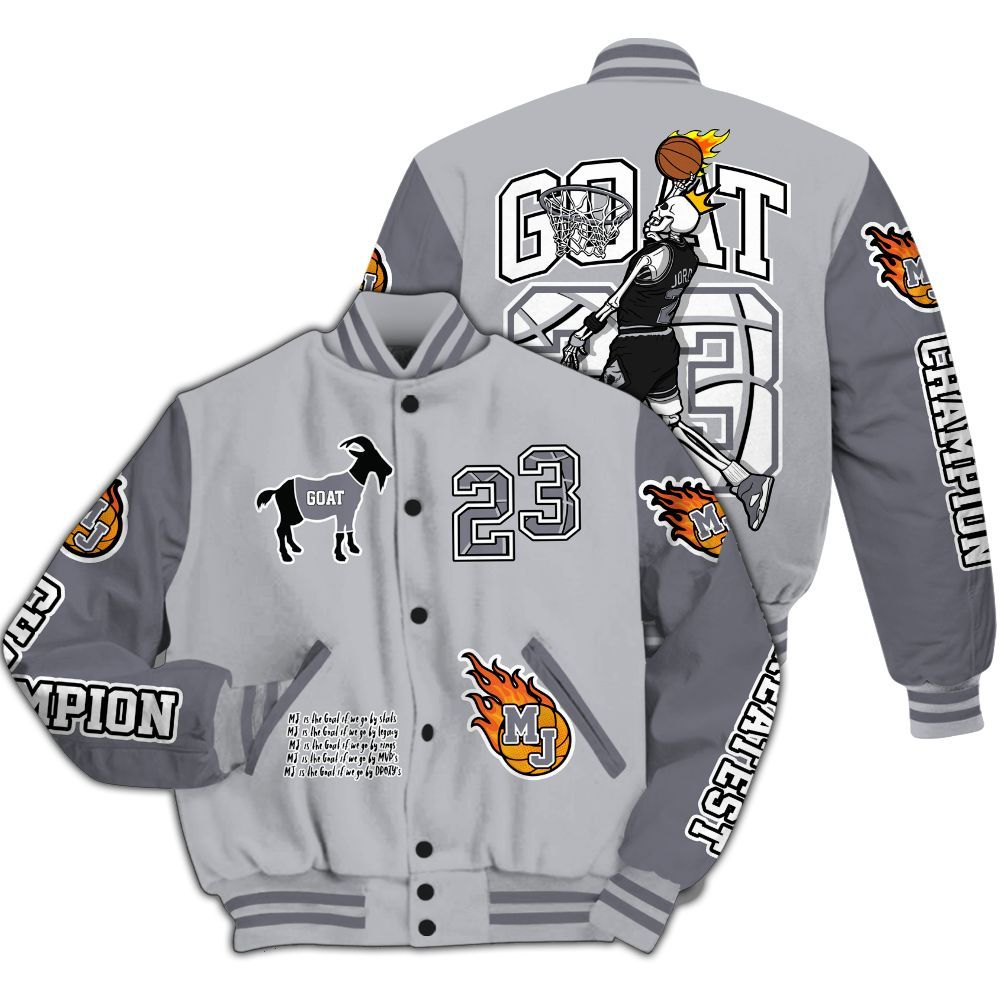 Varsity Jacket To Match Low Cement Grey 11s - 23 G.0.A.T Jump Up Basketball All Over Print