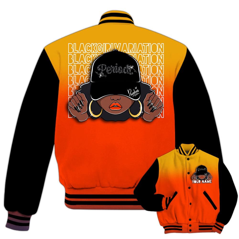 Varsity Jacket To Match J Balvin Rio 3s - Custom Name Black Girl Varsity Jacket Outfit 1505 NCT