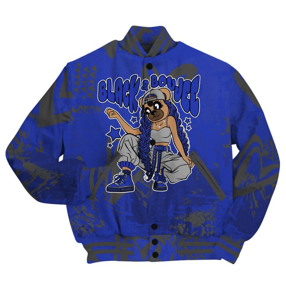 Varsity Jacket To Match Air Max Plus Black Racer Blue Shirt - Boujee Girls Bear Heart Grunge All Over Print