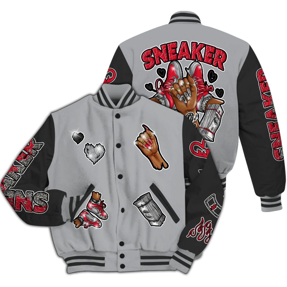 Varsity Jacket To Match Black Cement 3s - Sneakerz Girlz All Over Print
