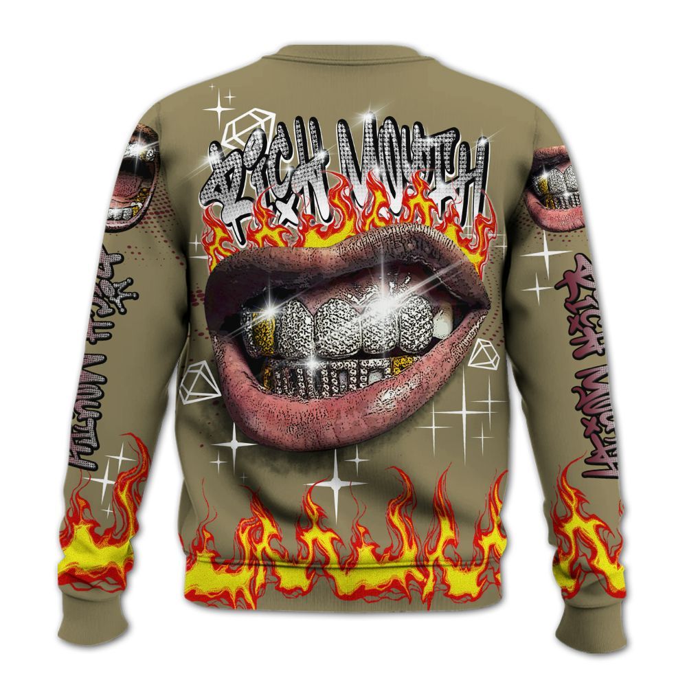 Sweatshirt To Match Black Olive 7s - Rich Mouth Fire Rap Retro 90s All Over Print