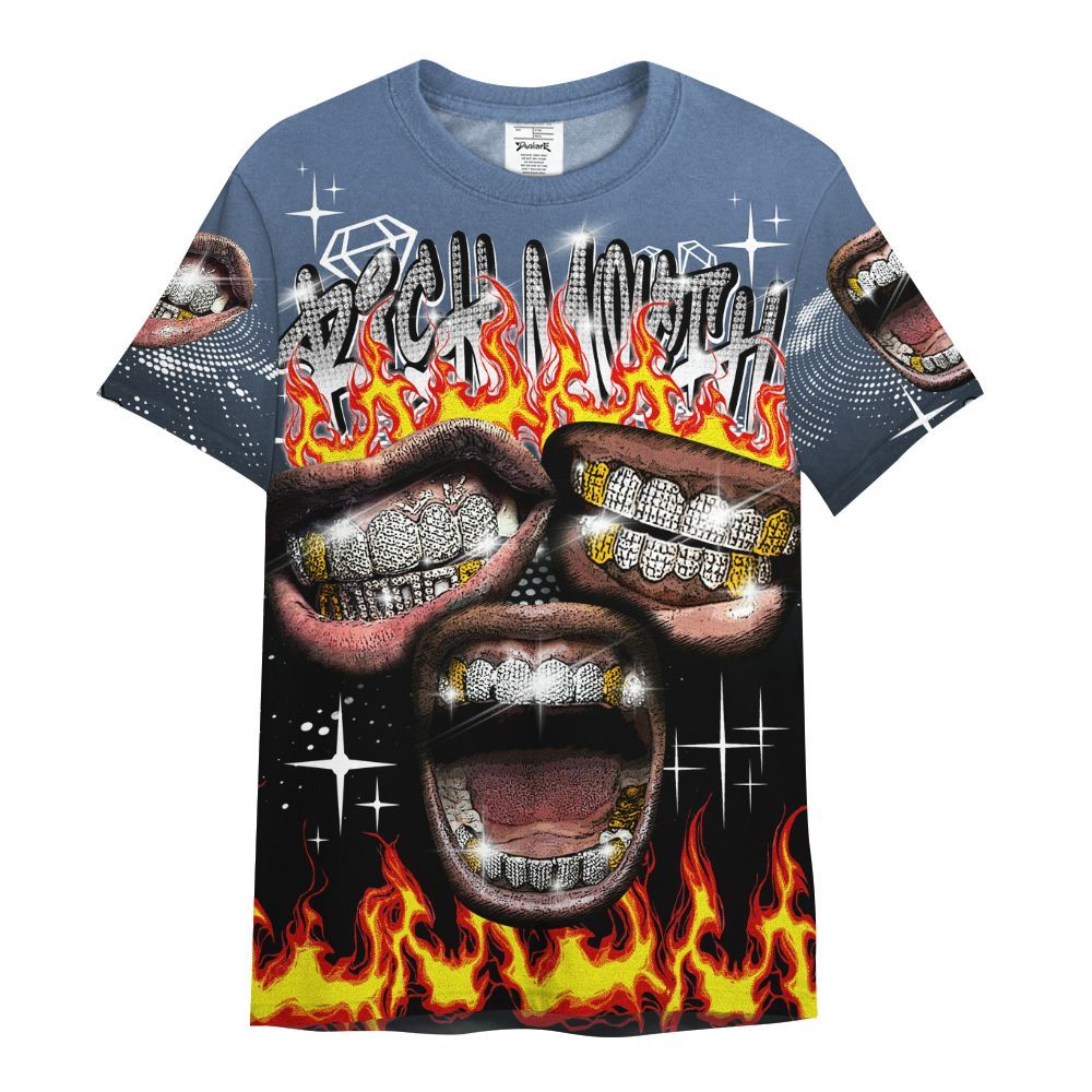 Shirt To Match Mid Space Jam 1s - Rich Mouth Fire Rap Retro 90s All Over Print