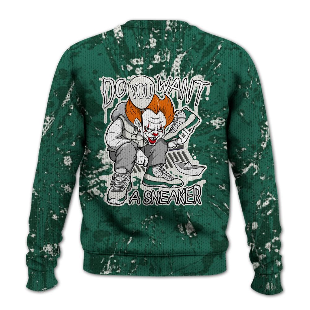 Knitted Sweater To Match Oxidized Green 4s - Clown Scary Sneakers Graphic Halloween