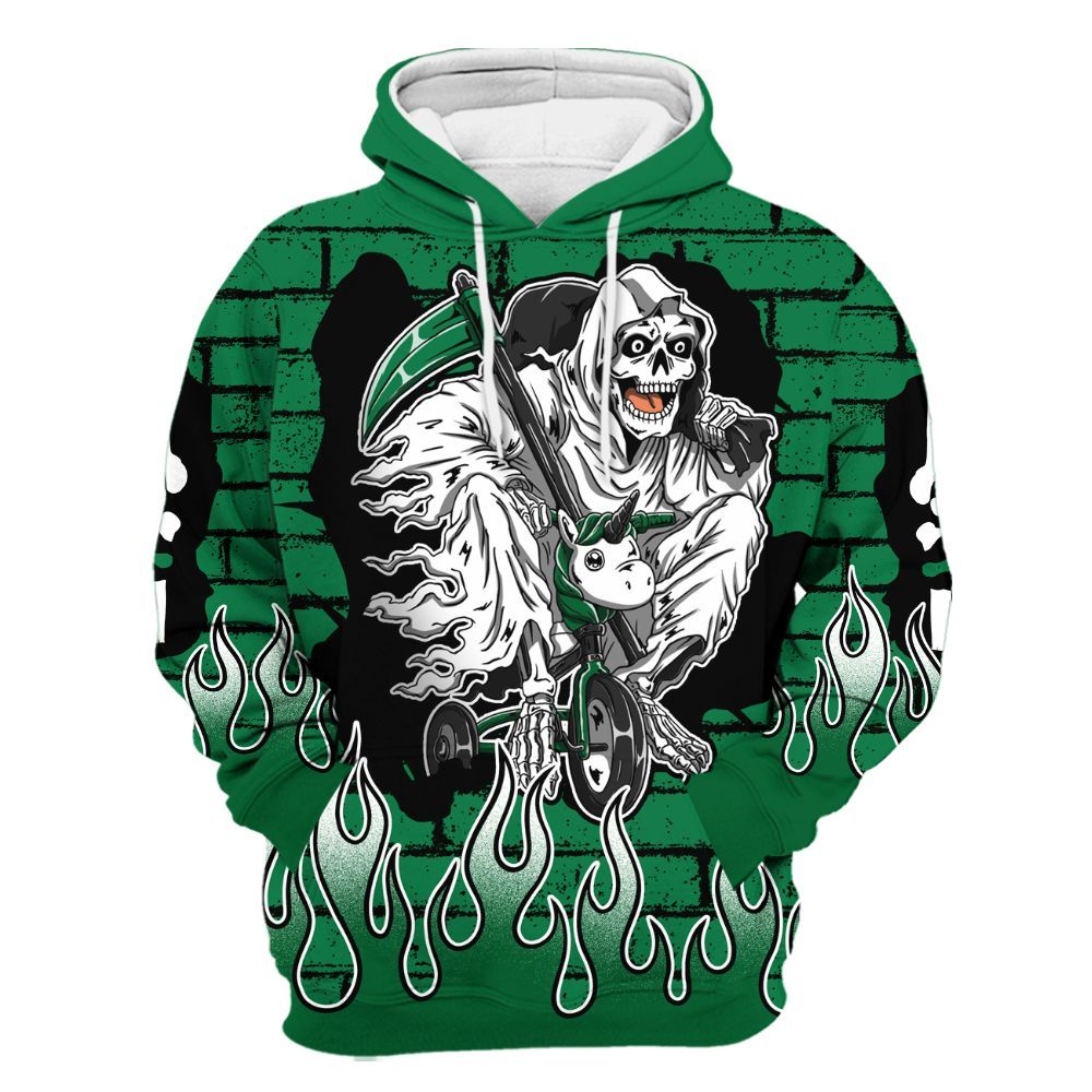 Hoodie To Match Pine Green 13s - Self Make Skeleton Crashed All Over Print