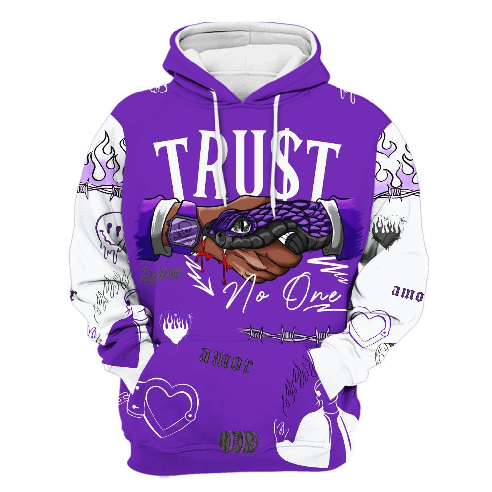 Hoodie To Match Retro Dark Iris 3s - Snake Trust No One All Over Print
