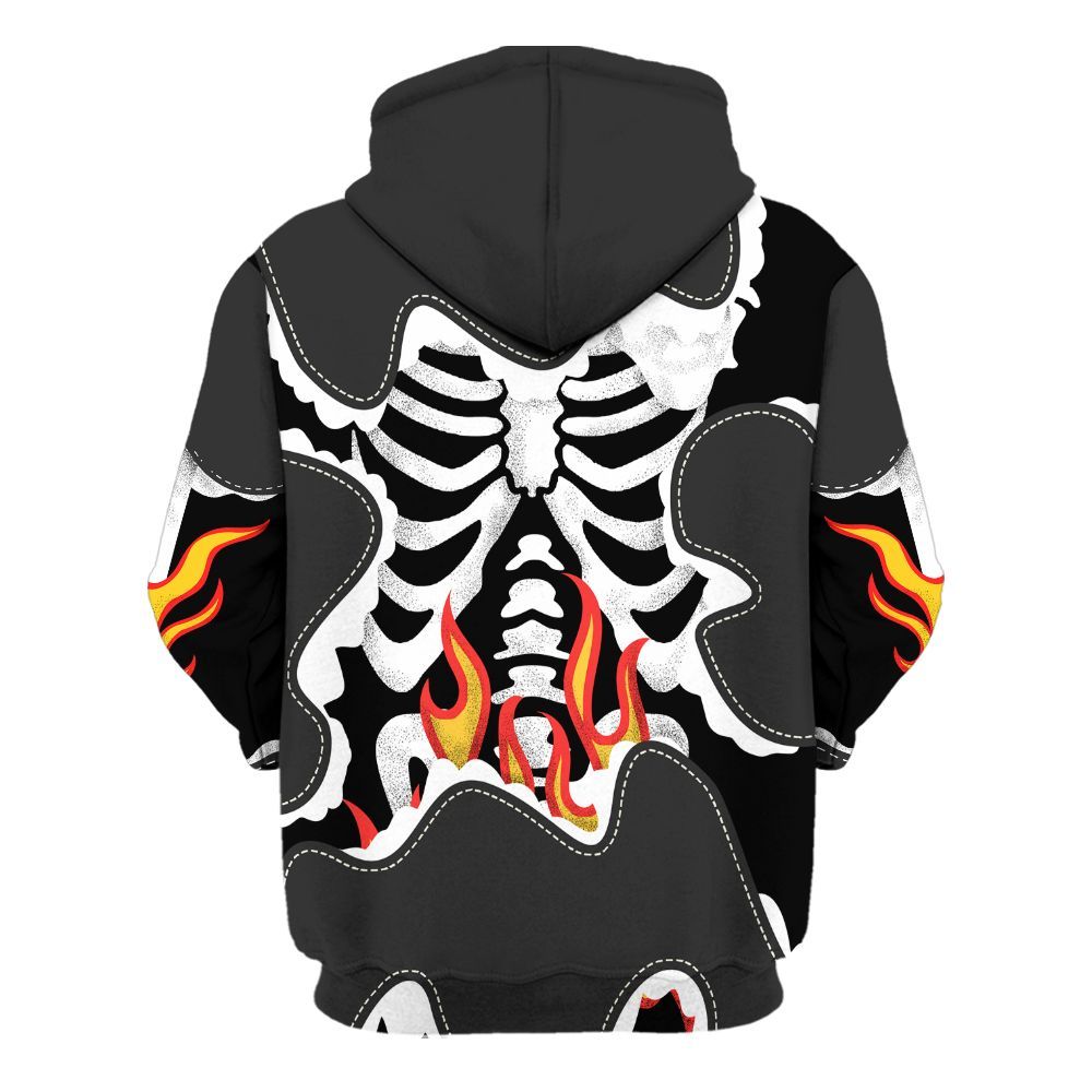 Hoodie To Match White Thunder 4s - Skeleton Burning Heart Drip All Over Print
