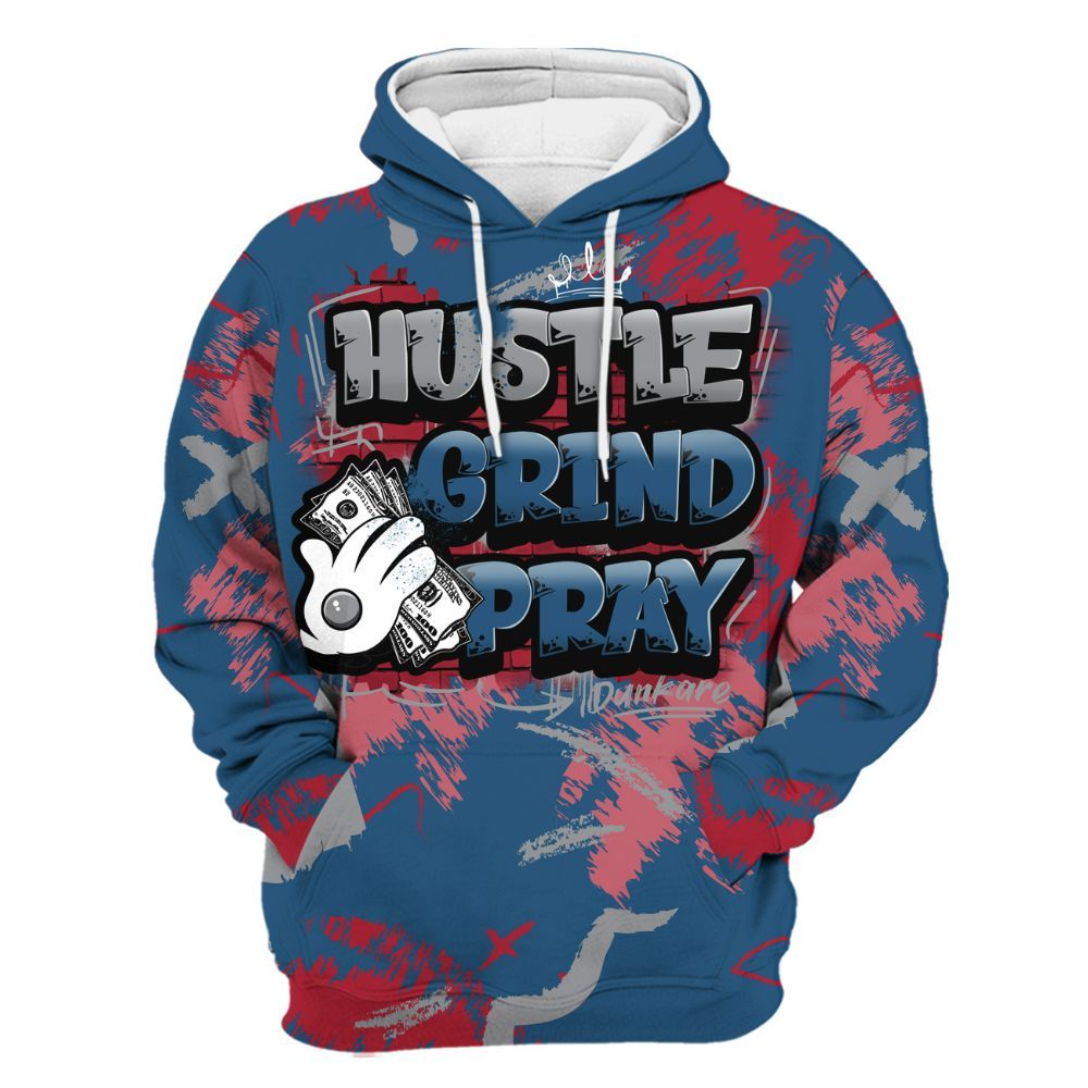 Hoodie To Match Rare Air 3s - Hustle Grind Pray Retro All Over Print