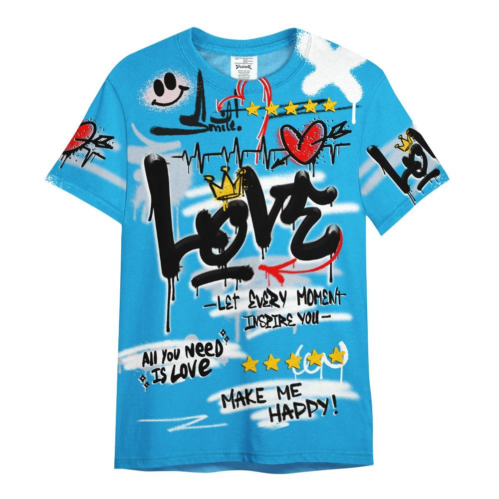 Shirt To Match University Blue Low 2026 11s - Happy Love Beats Graffiti Streetwear All Over Print