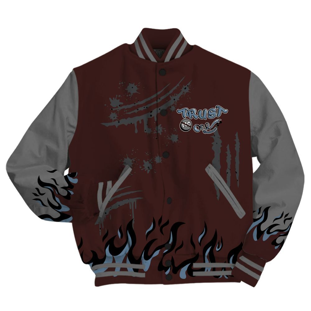 Varsity Jacket To Match Burgundy 5s - Graphic Trust No One All Over Print