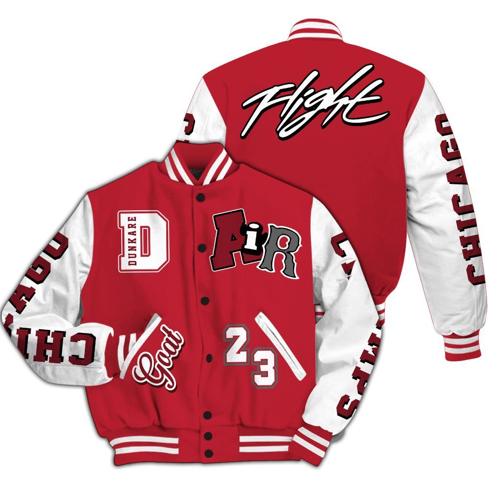 Varsity Jacket To Match Red Flint 13s - AIR Number 23 GOAT All Over Print