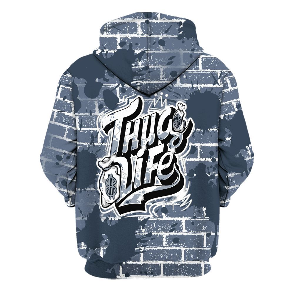 Hoodie To Match Low Diffused Blue 11s - Free Thug Living Graphic Brick Art All Over Print