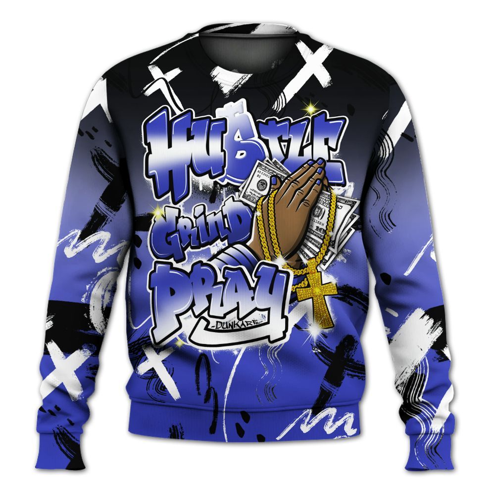 Sweatshirt To Match Retro Black Concord 12s - Money Hustle Grind Pray All Over Print