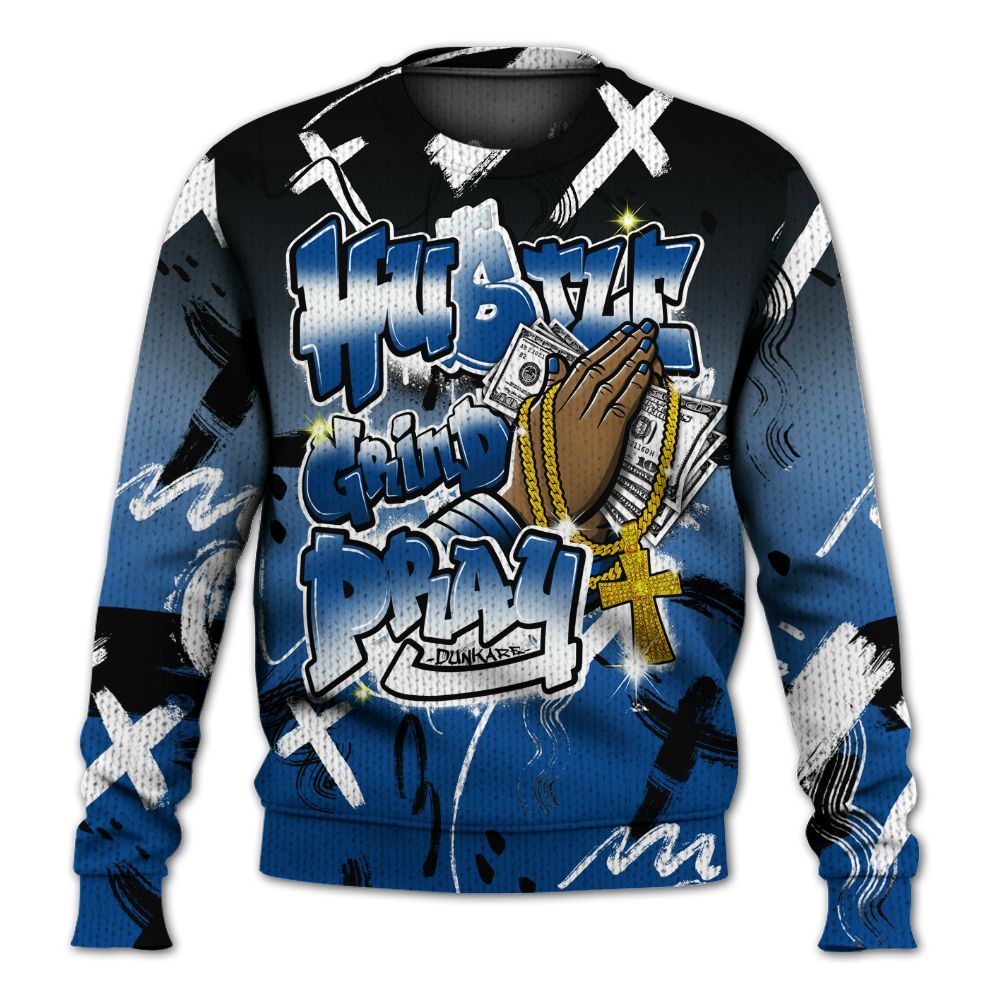 Knitted Sweater To Match Low 85 Royal 1s - Money Hustle Grind Pray