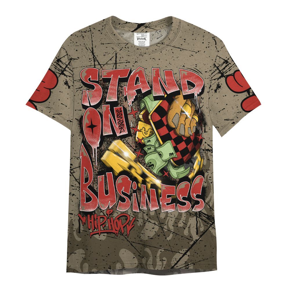Shirt To Match Olive 9s - Stand Business Graffiti All Over Print