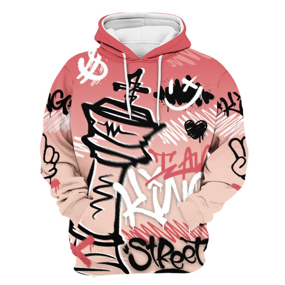 Hoodie To Match Washed Coral 2s Shirt, Street King Chess Streetwear All Over Print