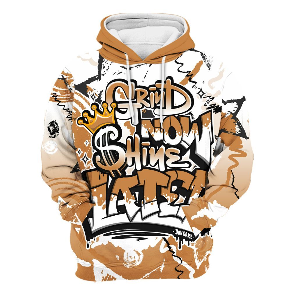 Hoodie To Match Dunk Low Nature Wheat Suede - Grind Shine Later Drip All Over Print