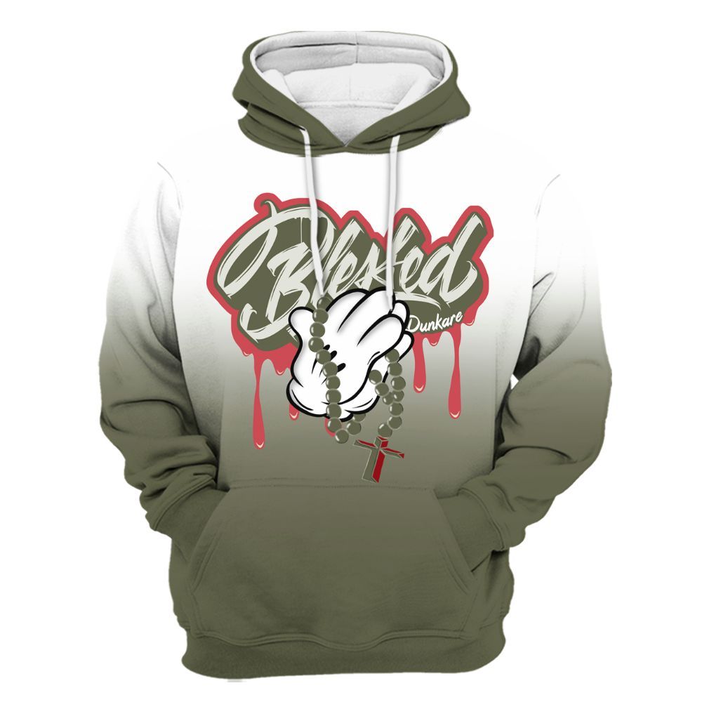 Hoodie To Match Low OG Medium Olive 1s - God Blessed Drip All Over Print