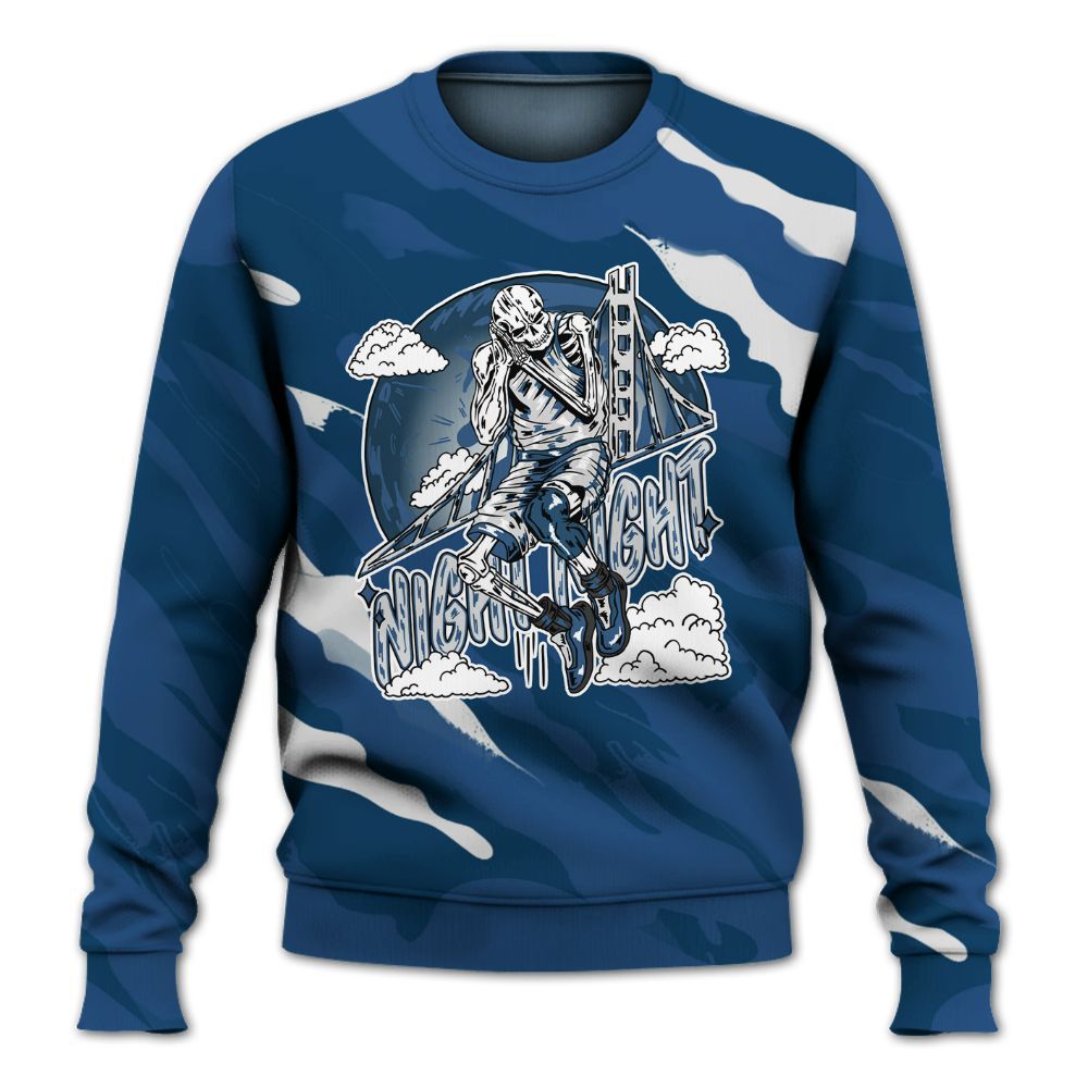 Sweatshirt To Match High OG Midnight Navy 1s - Seeya Skeleton Colored All Over Print