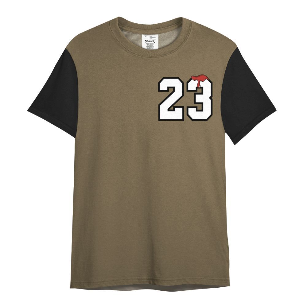 Shirt To Match Olive 9s Varsity Jacket, Custom Name Number 23 Drip All Over Print