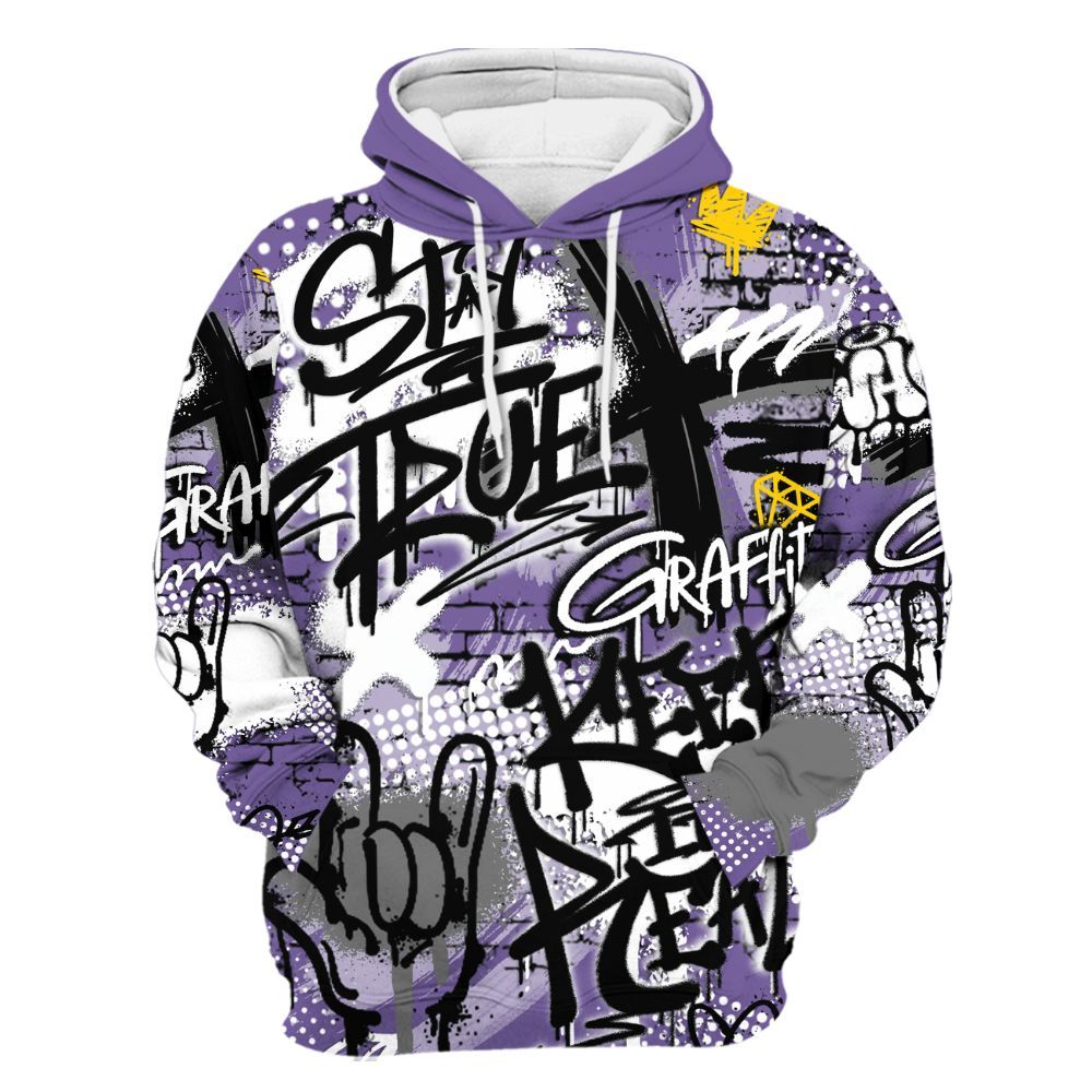 Hoodie To Match Dunk Low Black Raspberry - True It Real Graffiti Streetwear All Over Print