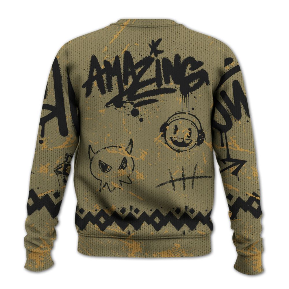 Knitted Sweater To Match Black Olive 7s - Friday Sneaker Crayon