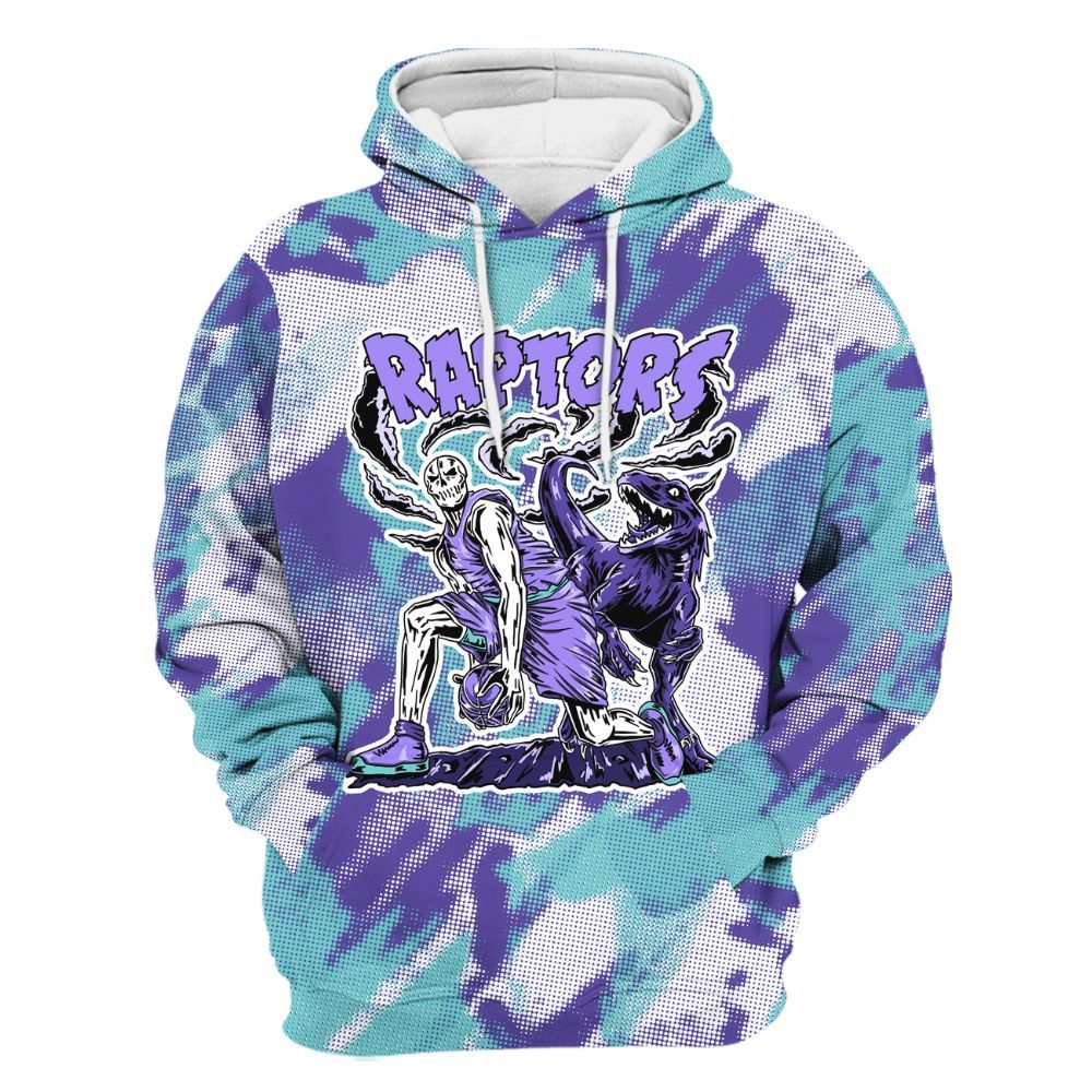 Hoodie To Match Low Hornets 1s - Raptors Skeleton Abstract Halftone All Over Print