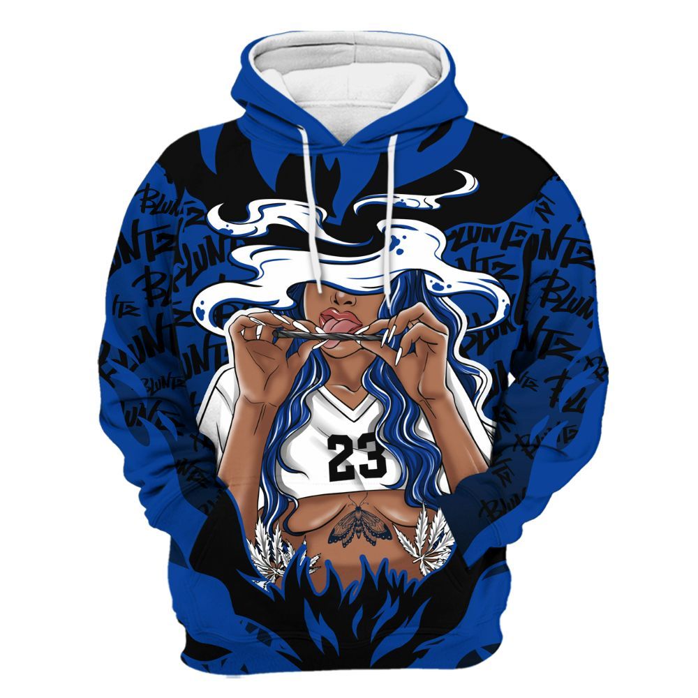 Hoodie To Match Hyper Royal 12s - Bluntz Burnz Graphics All Over Print