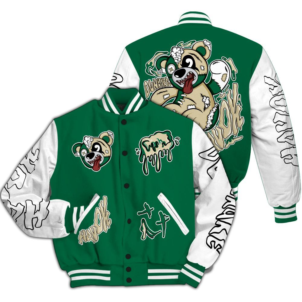 Varsity Jacket To Match Pine Green 4s - Havok Bear All Over Print
