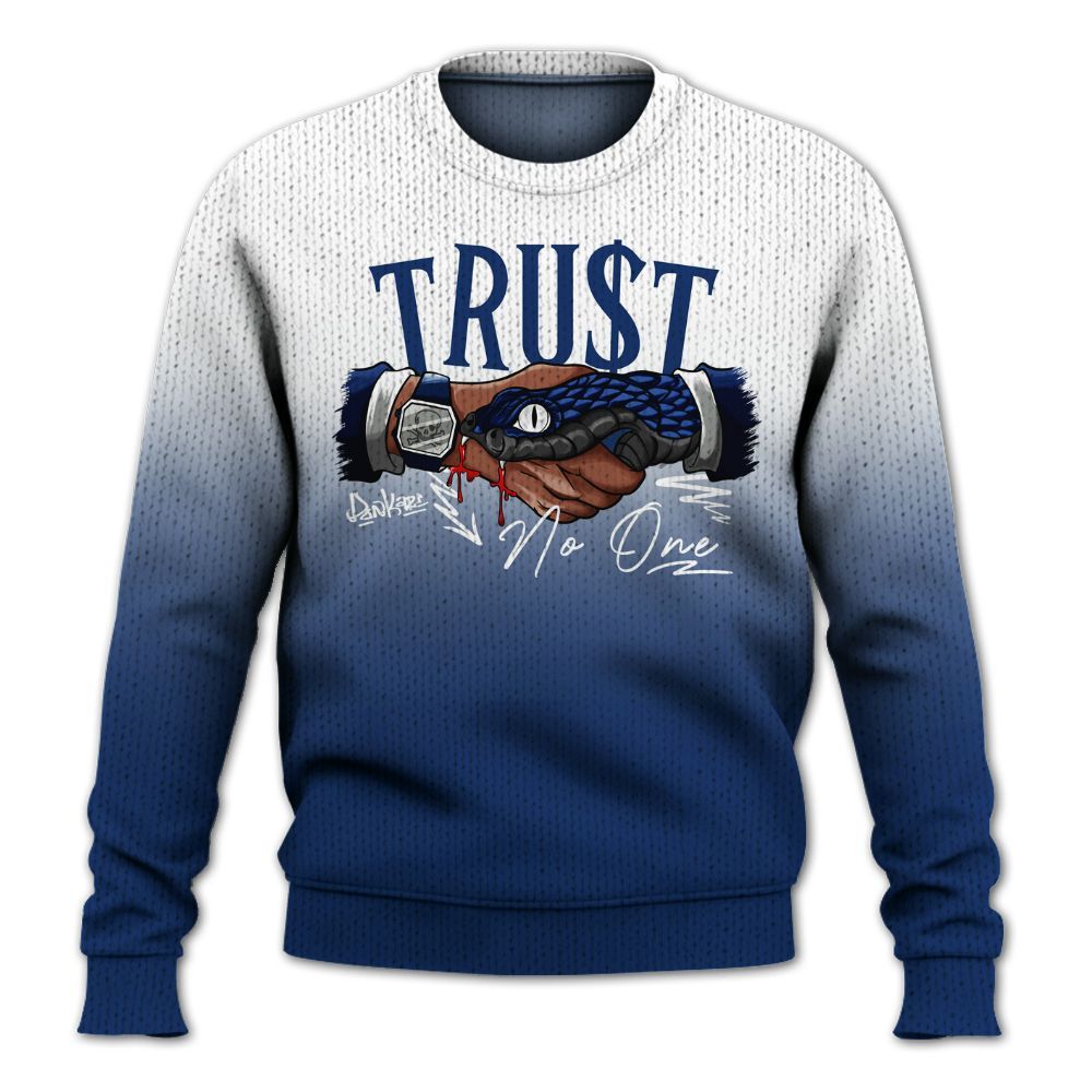 Knitted Sweater To Match High OG Deep Royal Blue 1s - Snake Trust No One Drip