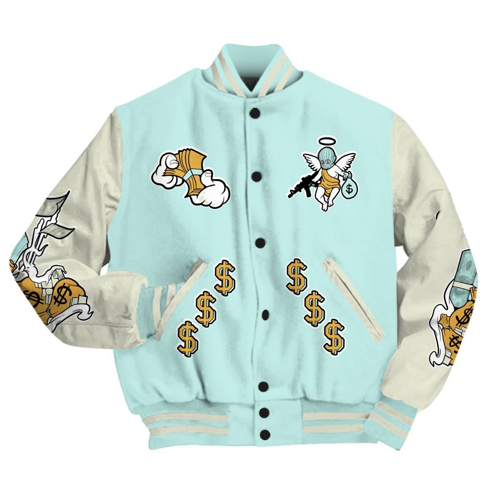 Varsity Jacket To Match Pure Platinum 4s - Ones Move In Silence Graphic All Over Print