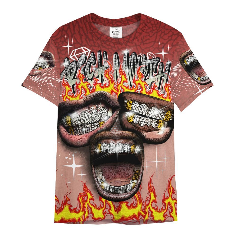 Shirt To Match Valentines Day 3s - Rich Mouth Fire Rap Retro 90s All Over Print