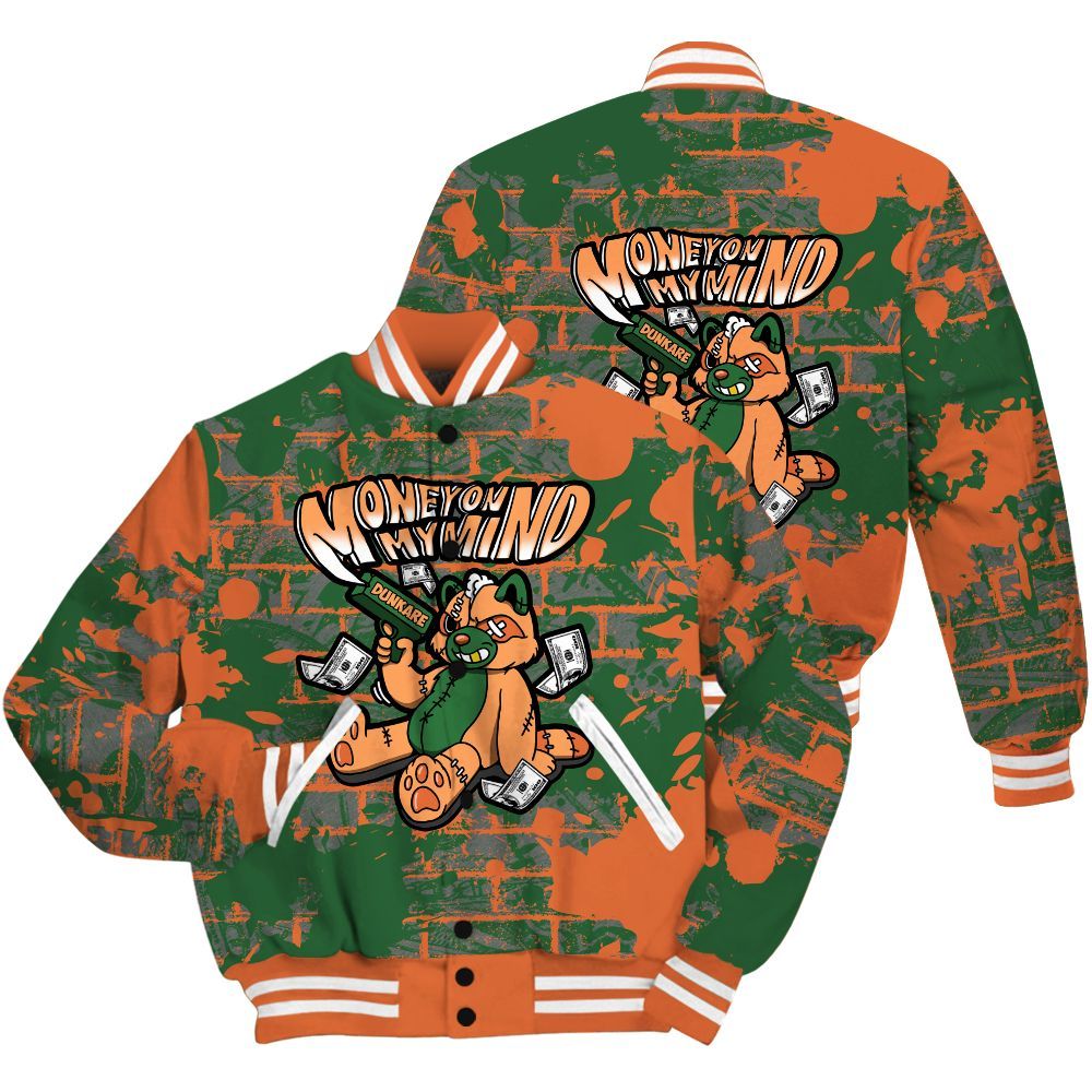 Varsity Jacket To Match Low Miami 5s Shirt - Money On My Mind Raccoon Brick All Over Print